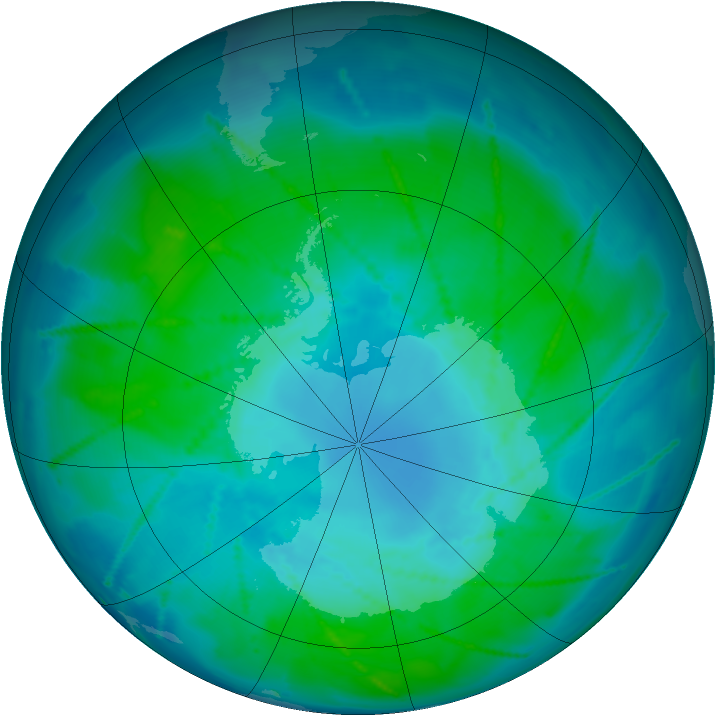 Antarctic ozone map for 26 January 2011